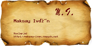 Maksay Iván névjegykártya