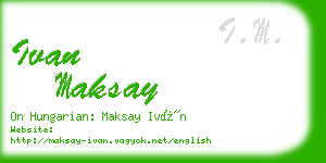 ivan maksay business card